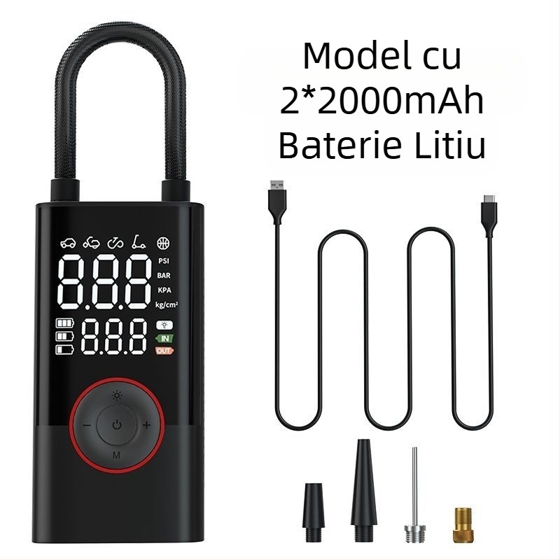 Pompă de aer auto wireless transfrontalieră, pompă de aer electrică inteligentă portabilă pentru anvelope de bicicletă off-road