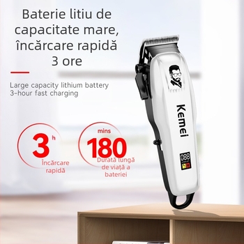 Mașină de tuns electrică Kemei KM-PG809AUSB, cap de tăiere cu încărcare rapidă, afișaj digital LCD reglabil, mașină de tuns profesională