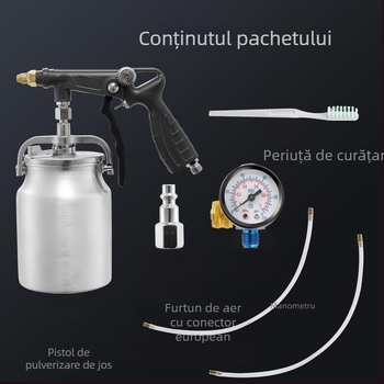 Pistol de pulverizare din aluminiu pentru mașini, rezervoare superioare și inferioare cu atomizare ridicată, pistol de pulverizare cu vopsea latex, pistol pneumatic de pulverizare pentru acoperirea vopselei