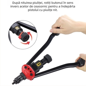 Pistol manual transfrontalier de 16 inch, metric, 12 inch, specificații, trageți piulița niturilor, pistol cu valiză, costum de piuliță