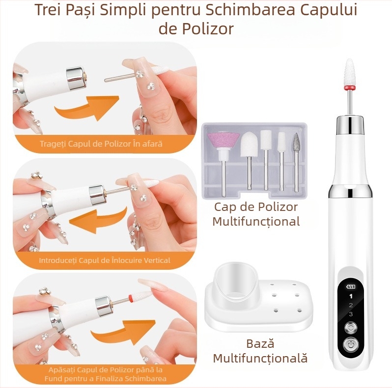 Șlefuitor electric pentru unghii, mini unghii portabil, test scris, râșniță de unghii cu încărcare, instrument de râșniță de unghii en-gros din fabrică