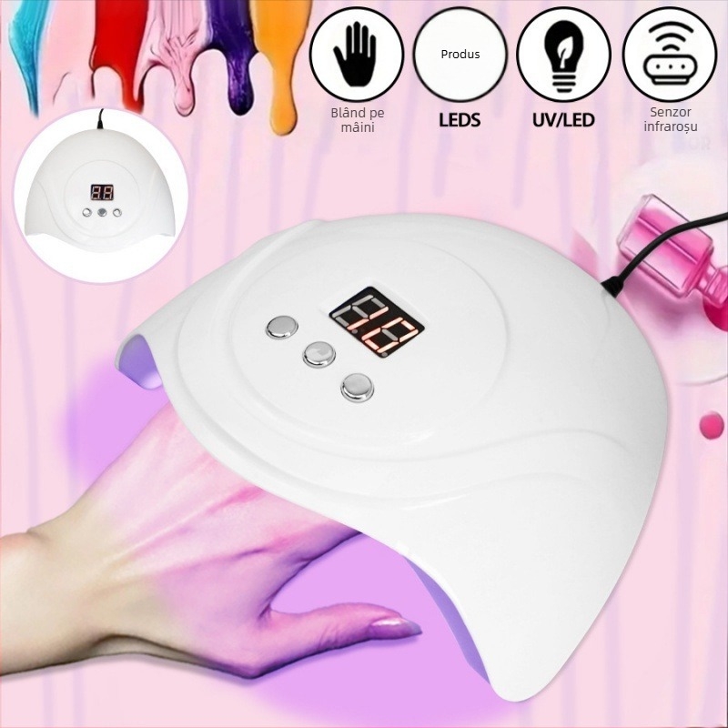 Lampă de unghii S3 cu alimentare prin cablu USB, 72W, aparat de fototerapie cu inducție inteligentă, lipici de ojă cu uscare rapidă, lampă de copt cu 24 de lămpi