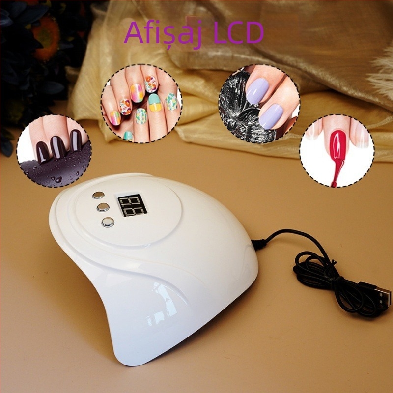 Lampă de unghii S3 cu alimentare prin cablu USB, 72W, aparat de fototerapie cu inducție inteligentă, lipici de ojă cu uscare rapidă, lampă de copt cu 24 de lămpi