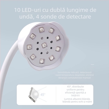 Lampă de unghii Lotus cu senzor inteligent și ecran tactil, mini lampă de fototerapie, uscare rapidă, lampă specială de copt pentru unghii, lampă de unghii cu uscare rapidă
