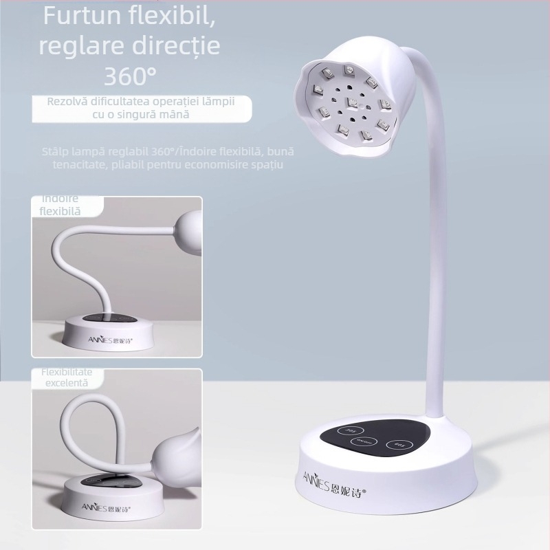 Lampă de unghii Lotus cu senzor inteligent și ecran tactil, mini lampă de fototerapie, uscare rapidă, lampă specială de copt pentru unghii, lampă de unghii cu uscare rapidă