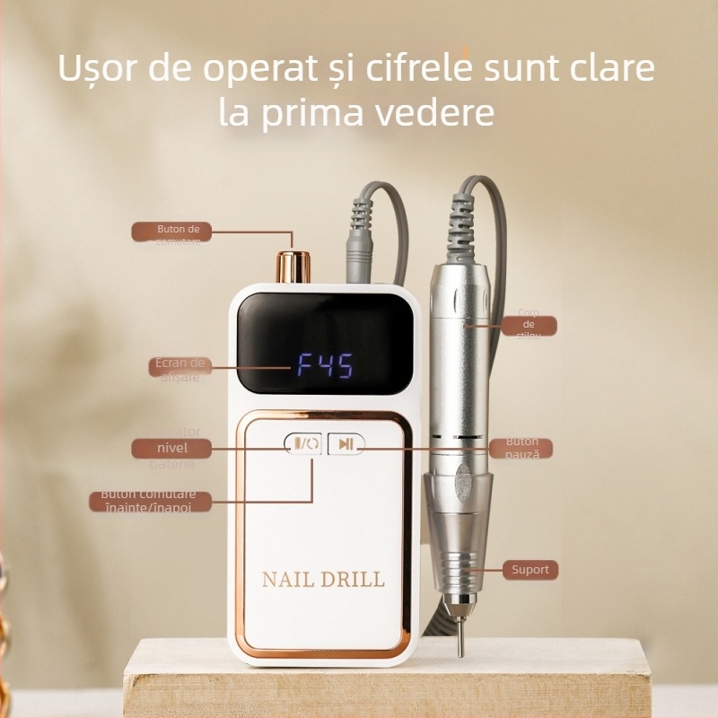 Produs nou 602 Polizor de unghii reîncărcabil 0-45000 Rpm Dispozitiv portabil de îndepărtare a manichiurii