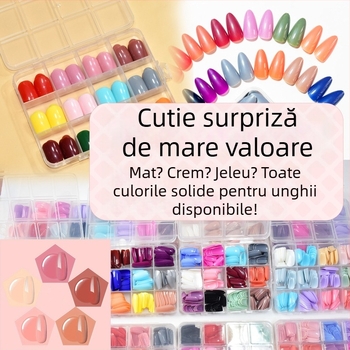Cutie orb pătrată, culoare solidă, purtabilă, culoare aleatorie, despachetare surpriză, unghii false simple și versatile, în stoc, en-gros