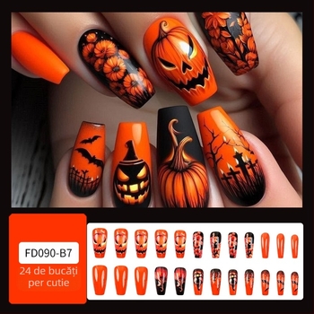 Transfrontaliere noi manichiură de Halloween unghii 3D stereo craniu dovleac unghii patch-uri 24 piese embosate unghii purtabile