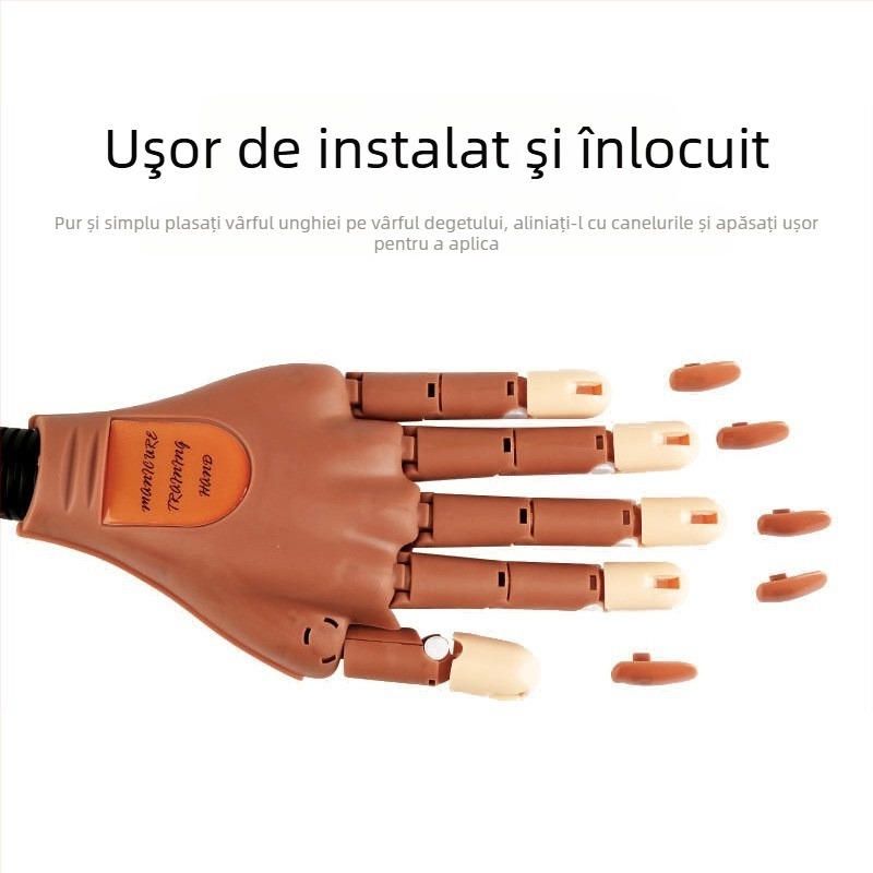 Mână protetică pentru practicarea articulațiilor Nail Art la nivel transfrontalier, vânzare fierbinte, mână protetică mecanică flexibilă și mobilă cu articulație, vine cu set de vârfuri pentru unghii