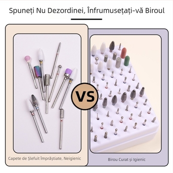 Cutie de depozitare transfrontalieră pentru cap de șlefuire cu 100 de găuri, suport de afișare pentru cap de lustruire a unghiilor, cutie de depozitare pentru burghiu, cutie de finisare, cutie de scule pentru unghii