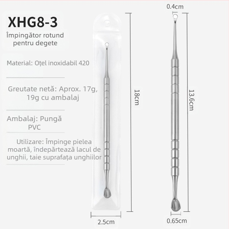 1 buc unghii arta cerc oblic cap oțel împingere armură instrument stick unghii stick armura îndepărtarea tijă rusească dublu cap inel potcoavă împingere