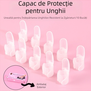 Set complet nou de huse de protecție pentru manichiură, ojă, unghii purtabile, artefacte anti-zgârieturi, instrumente de îngrijire a manichiurii, transparente 10 bucăți