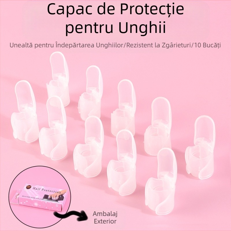 Set complet nou de huse de protecție pentru manichiură, ojă, unghii purtabile, artefacte anti-zgârieturi, instrumente de îngrijire a manichiurii, transparente 10 bucăți