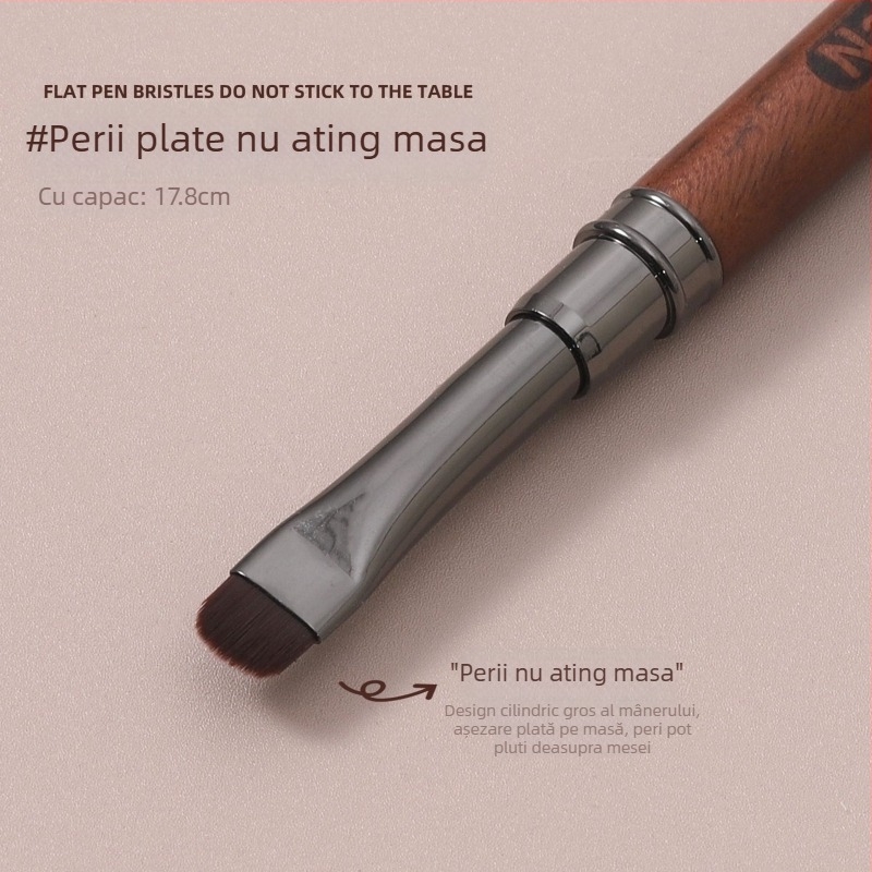 Stilou de unghii cu tijă de lemn de santal cu capac, stilou pătrat mic, bază de stilou lipici, stilou japonez cu perie scurtă, stilou de fototerapie, instrumente de unghii