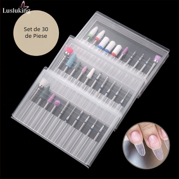 Set de capete de lustruit din oțel tungsten pentru manichiură transfrontalieră, 30 de capete de lustruit unghii din ceramică, mâner universal, diametru 2,35 mm