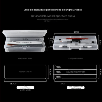 Cutie de scule dublu strat pentru unghii, cutie de depozitare pentru stilouri de unghii, cutie de scule pentru stilouri de tatuaje, cutie detașabilă mată, două straturi