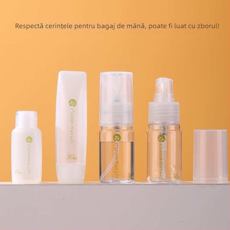Set de 10 bucăți de sticlă goală pentru călătorii, cosmetice portabile și îngrijirea pielii, sticle goale, sticla de loțiune de spălare presabilă pentru avion