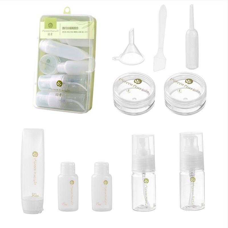 Set de 10 bucăți de sticlă goală pentru călătorii, cosmetice portabile și îngrijirea pielii, sticle goale, sticla de loțiune de spălare presabilă pentru avion