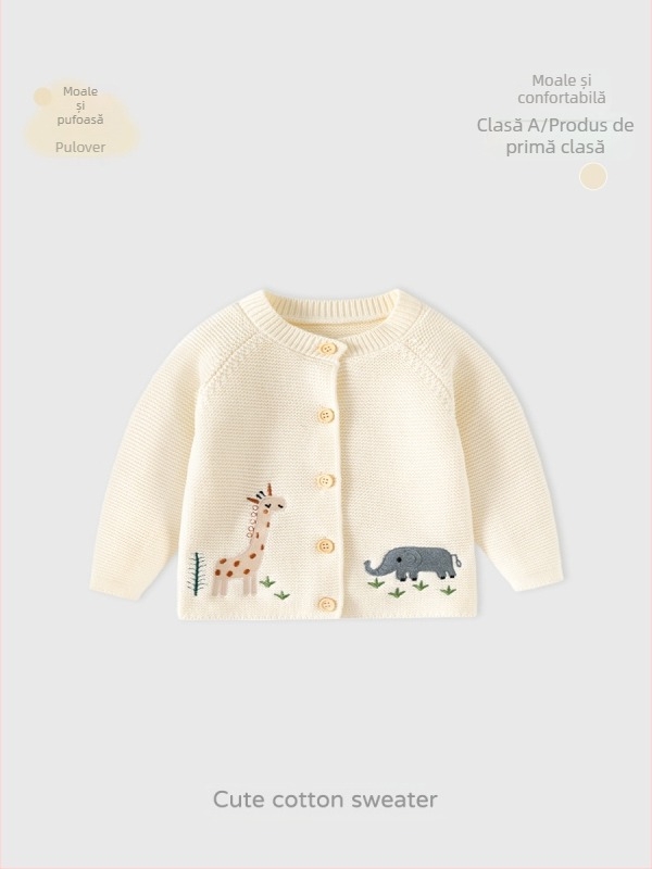Happy Animal Class a bumbac pulover pentru bebeluși toamna și iarna tricotate pentru bebeluși cardigan pulover culoare solidă drăguț pentru bebeluși haină
