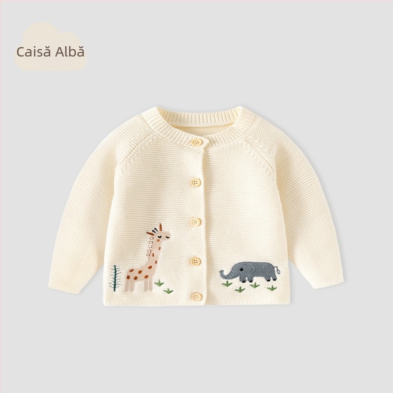 Happy Animal Class a bumbac pulover pentru bebeluși toamna și iarna tricotate pentru bebeluși cardigan pulover culoare solidă drăguț pentru bebeluși haină
