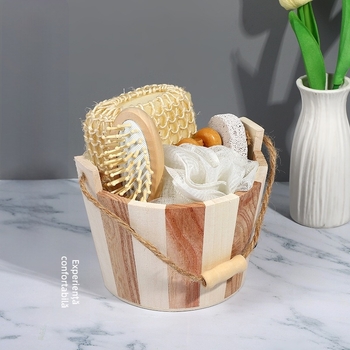 Set de baie cu butoi, furnizat direct din fabrică, en-gros, minge de baie, pieptene de masaj cu pietre pentru picioare, set de baie cu cinci piese