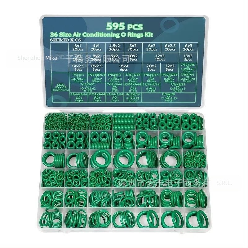 595Pcs O-Type inel de cauciuc Dingqing inel de cauciuc auto aer condiționat compresor inel de cauciuc O-ring inel de etanșare în cutie