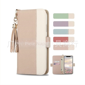 Carcasă din piele pentru iPhone 12, cu cusături, populară japoneză Letian, cataramă laterală, lucrată manual, cu ciucure