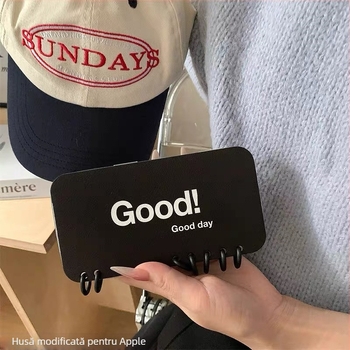 Carcasă de telefon mobil Apple XR până la 15Pro, tip carte, neagră, engleză, XR până la 13Pro, ediție Ultimate