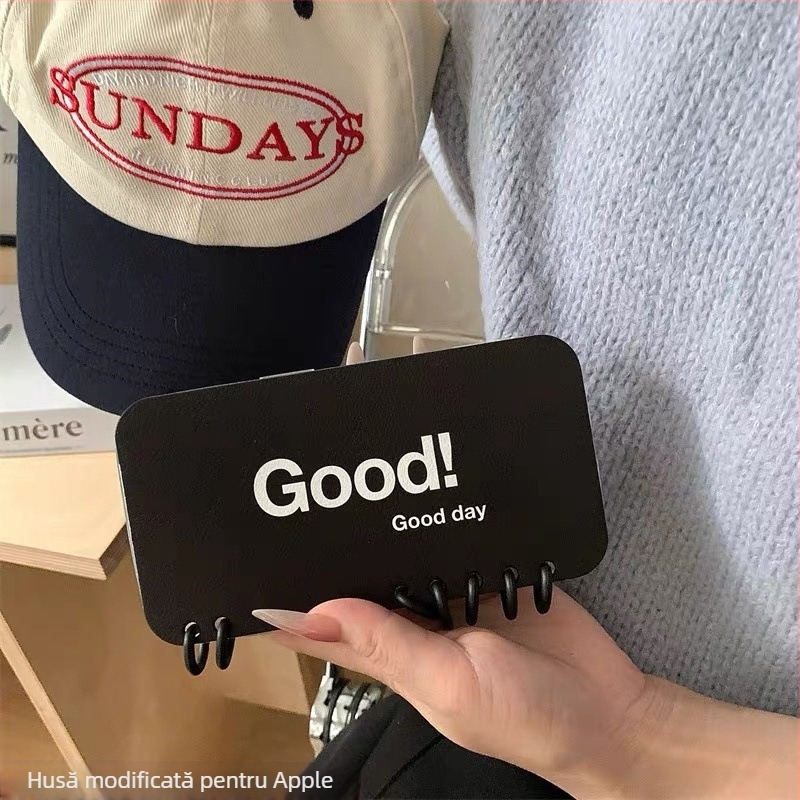 Carcasă de telefon mobil Apple XR până la 15Pro, tip carte, neagră, engleză, XR până la 13Pro, ediție Ultimate