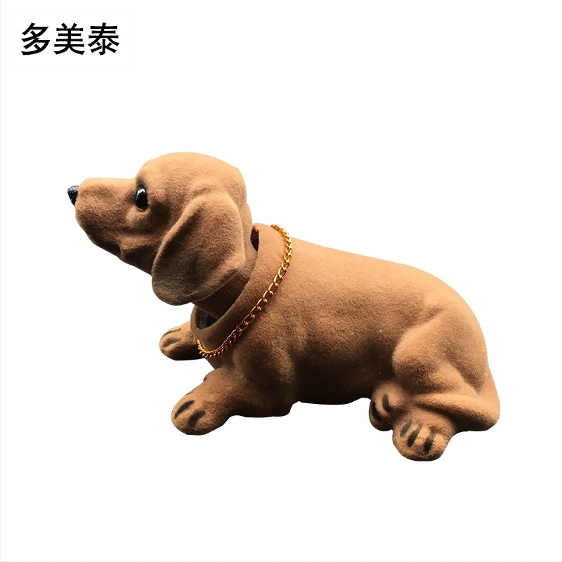 Furnizare directă din fabrică de ornamente auto pentru câini cu cap scuturat din rășină, simulate de Dachshund, accesorii auto, ornamente simulate pentru câini