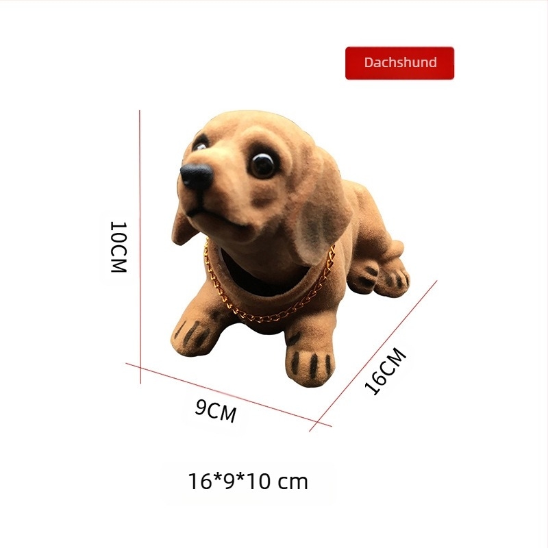 Furnizare directă din fabrică de ornamente auto pentru câini cu cap scuturat din rășină, simulate de Dachshund, accesorii auto, ornamente simulate pentru câini