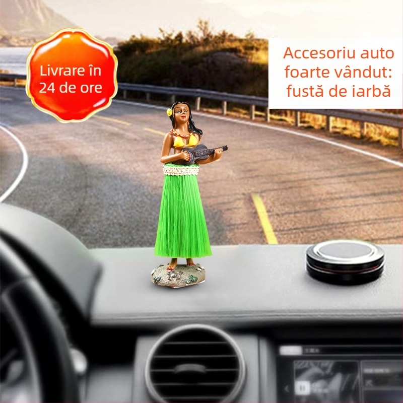 Păpușă hula transfrontalieră, talie răsucită hawaiană, rășină, cap mișcător, ornamente auto personalizate