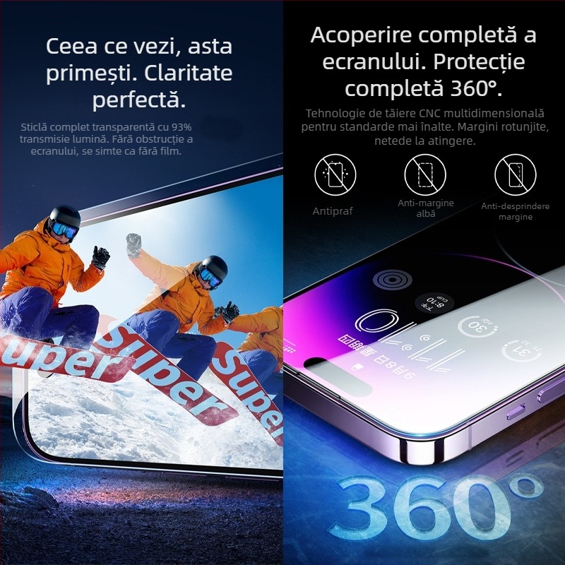 Folie de protecție ecran din sticlă securizată electrolizată de înaltă calitate pentru Apple 17/16/15/14 Xun 13Promax, 12/11, XR