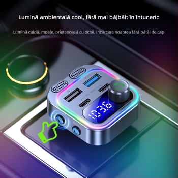 Player FM Bluetooth pentru mașină nou cu lumină atmosferică colorată Player Mp3 Bluetooth pentru mașină PD30W+QC18W