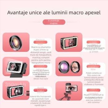 Producător en-gros telefon mobil macro umplere lumină de înaltă definiție sprâncene tatuaj gene suculente manichiură insecte bijuterii fotografiere live
