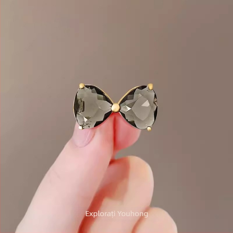 Rafinat cristal arc anti-orbire broșă high-end femei la modă simplu guler pin fix haine accesorii cataramă