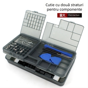 Repararea telefoanelor mobile, cutie de depozitare a componentelor dublu strat, cu șuruburi digitale pentru componente, organizare de scule, depozitare DIY