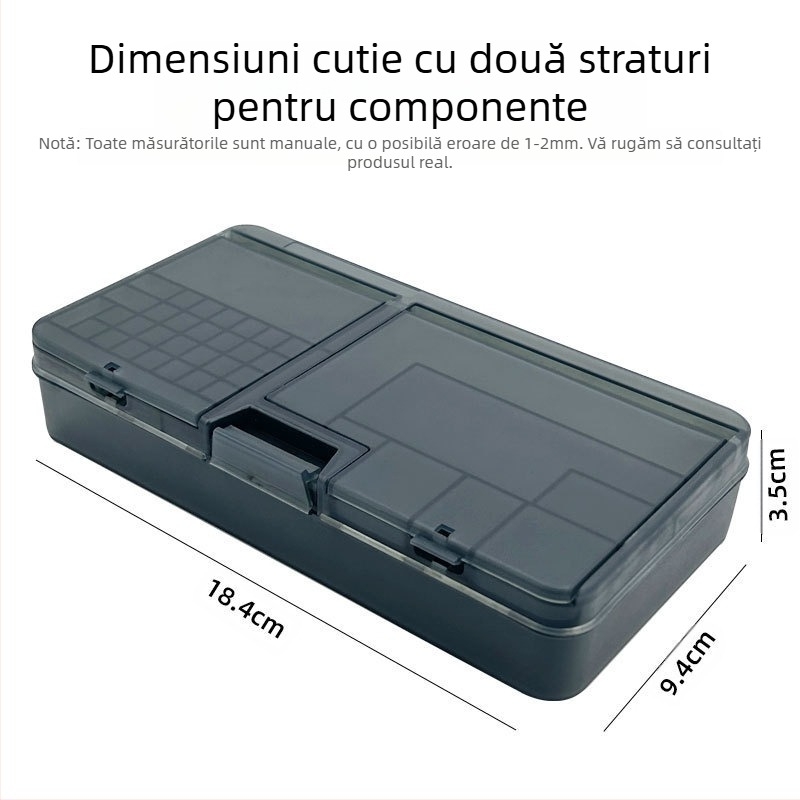 Repararea telefoanelor mobile, cutie de depozitare a componentelor dublu strat, cu șuruburi digitale pentru componente, organizare de scule, depozitare DIY