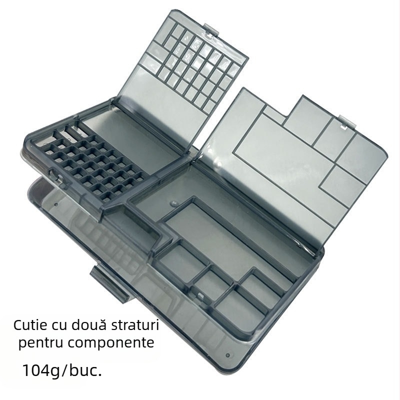 Repararea telefoanelor mobile, cutie de depozitare a componentelor dublu strat, cu șuruburi digitale pentru componente, organizare de scule, depozitare DIY