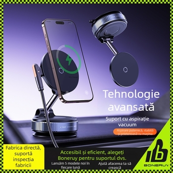 Încărcător auto Boneruy, suport de încărcare wireless, suport de adsorbție prin vid pentru desktop, suport de navigație pentru birou