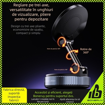 Încărcător auto Boneruy, suport de încărcare wireless, suport de adsorbție prin vid pentru desktop, suport de navigație pentru birou