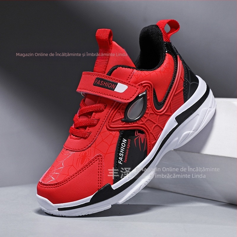 Pantofi sport pentru copii transfrontalieri, Spider-Man, de primăvară și de toamnă, pentru băieți, din piele, pentru școala primară, băieți, de vârstă mijlocie și mare