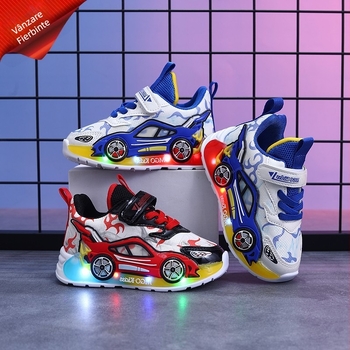 Pantofi sport pentru copii, pantofi luminoși pentru băieți, pantofi casual cu desene animate, primăvara și toamna, pantofi noi pentru copii mici, pantofi din piele, versatili pentru copii
