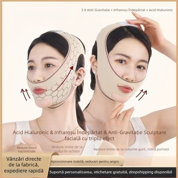 Bandaj transfrontalier pentru ridicarea și strângerea feței complet, modelarea feței, cu artefacte, mască de somn fără sudură, cu metodă de sculptare a suprafeței în V pentru față