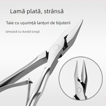 Clește transfrontalier tip cioc de vultur cu mâner ondulat, clește din oțel inoxidabil cu gură plată pentru caneluri de unghii, clește tip cioc de vultur, clește pentru cuticule, clește pentru îndepărtarea burghielor, set de manichiură