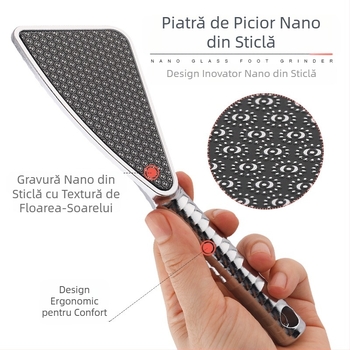 Portabil cu placă de picior din sticlă, frecare a călcâiului, piatră pentru picior, instrument de îngrijire a pediculului, pedicul