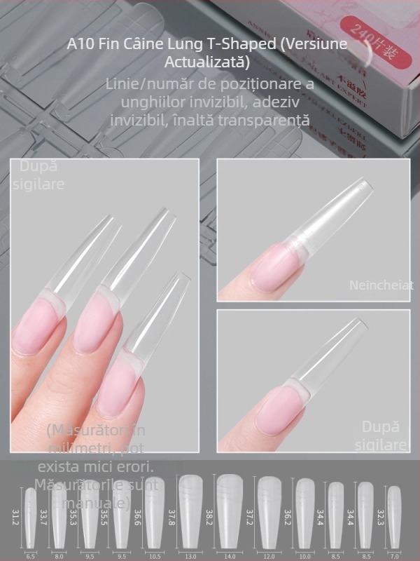 Manichiură pentru unghii, unghii extra lungi și ascuțite, aspect subțire, extensii de unghii ultra-subțiri, fără urme, plasturi pentru unghii fără gravare și șlefuire pentru saloane de unghii