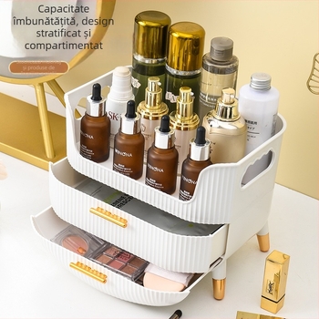 Cutie de depozitare pentru cosmetice, cutie de depozitare accesibilă pentru măsuța de toaletă de lux și de înaltă calitate, produse de îngrijire a pielii, mască de ruj, suport de finisare anti-praf