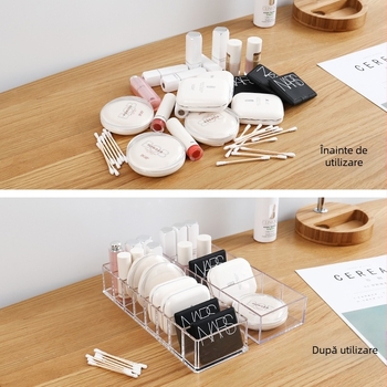 Cutie de depozitare pentru cosmetice pe desktop, transparentă, detașabilă, pentru uz casnic, compartimentată, pentru dormitorul studențesc, pentru îngrijirea pielii, raft de depozitare pentru ruj