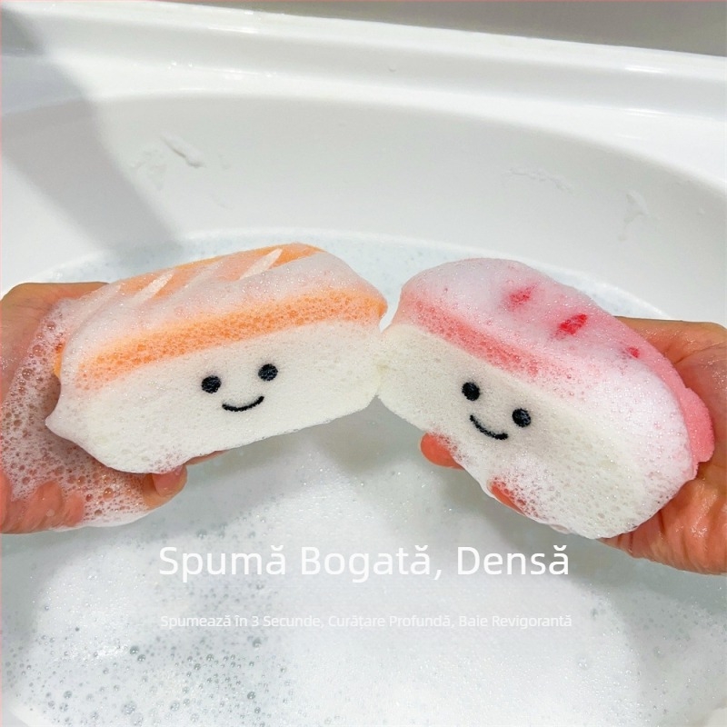 Burete de baie cu bile, creveți dulci, sushi, inimă moale, drăguț, pentru copii, baie